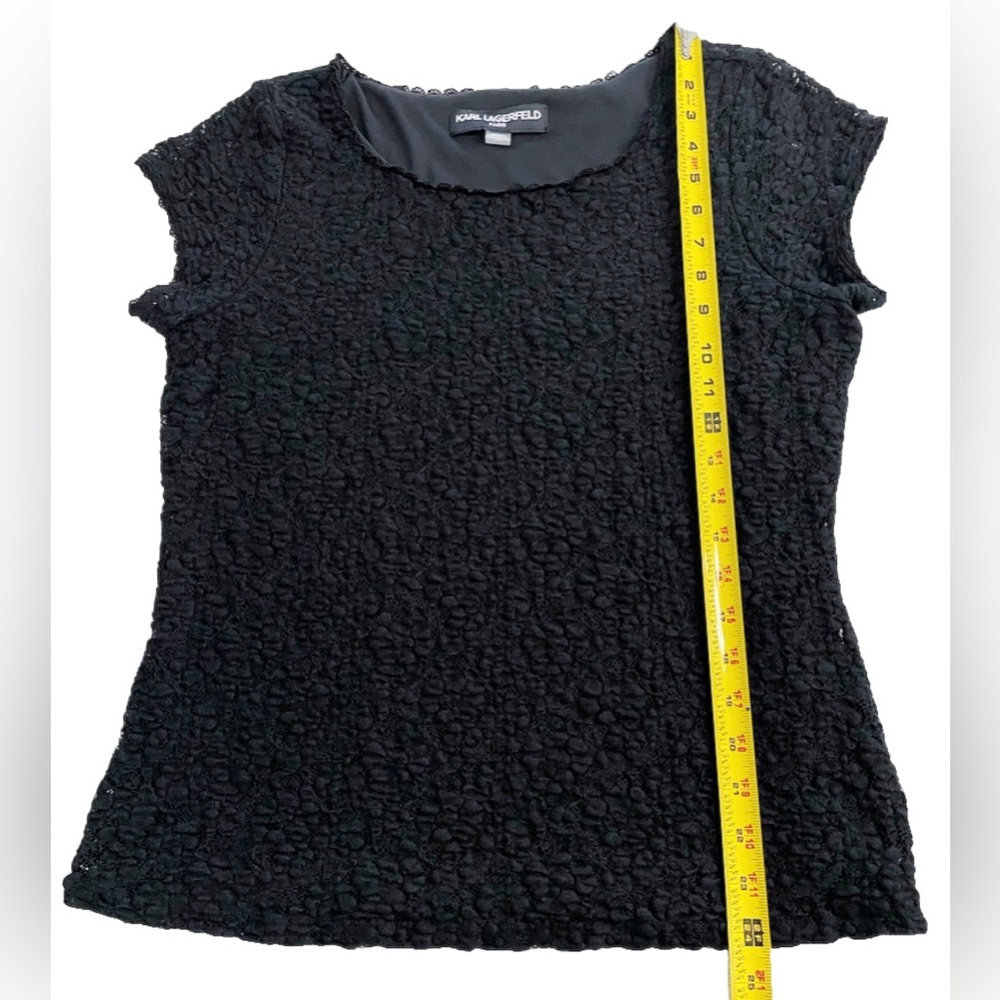 Karl Lagerfeld Paris Black Lace Blouse Women’s Large - Picture 8 of 9